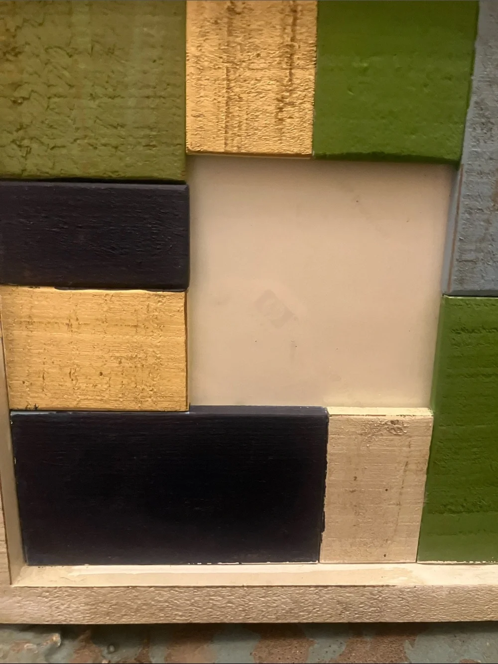 Modern Geometric Wood Wall Panel Set FRAMES in Green, Blue & Cream
